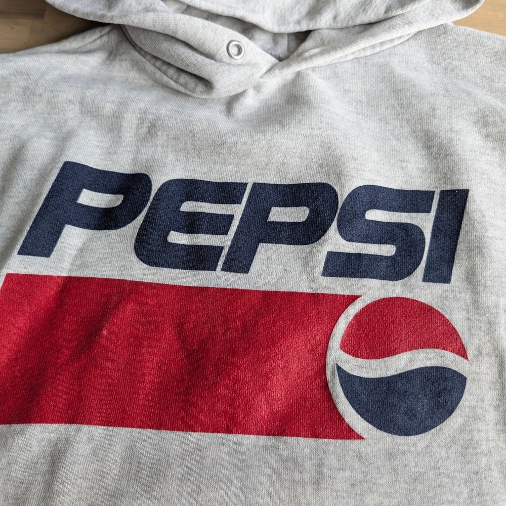 Pepsi Logo Vintage Hoodie Mens 2X Heather Gray Vintage Style Graphic Sweatshirt - Picture 2 of 9